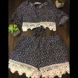 Floral Crop top and shorts sets